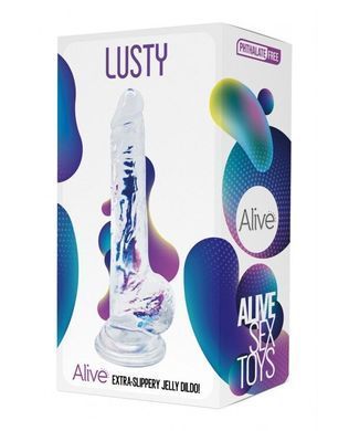 Прозорий фалоімітатор Alive Jelly Dildo Lusty, ТПЕ, присоска, діаметр 3,2см, довжина 18см SO5553 фото