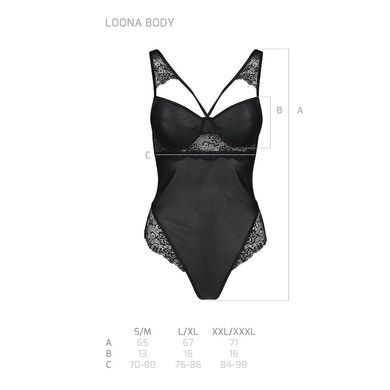 Боді з екошкіри та мережива Passion &mdash; Loona Body Black SO5355 фото
