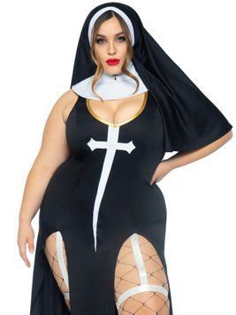 Костюм монашки-грішниці Leg Avenue Sultry Sinner XL-XXL, сукня, головний убір, комір SX1731 фото