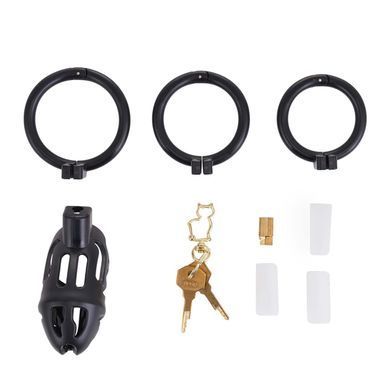 Клітка для пеніса LOCKINK SEVANDA Naja-Cobra Chastity Cage, чорна, 3 кільця різних розмірів SX0872 фото