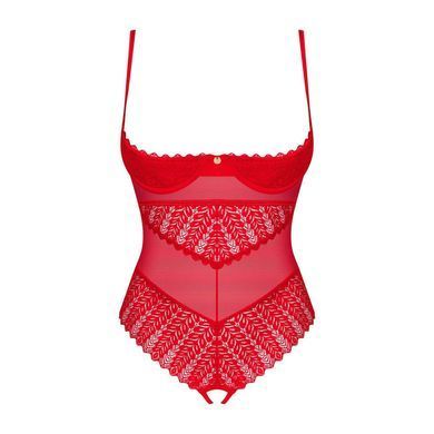Боді з відкритим доступом Obsessive &mdash; Ingridia Crotchless Teddy Red SO9027 фото