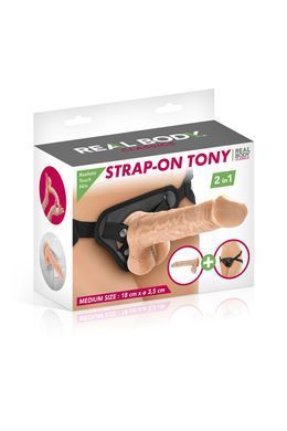 Жіночий страпон-трусики 2в1 Real Body &mdash; Tony: довжина 18 см, діам. 3,5 см, трусики та фалоімітатор SO7004 фото