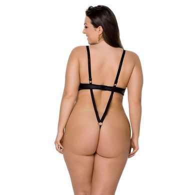 Боді з екошкіри з відкритим доступом Passion &mdash; Celine Body Plus Size Black SO7059 фото
