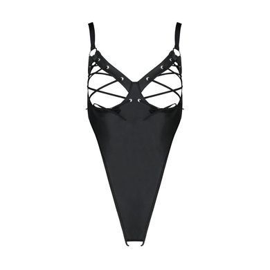 Боді з екошкіри з відкритим доступом Passion &mdash; Celine Body Plus Size Black SO7059 фото