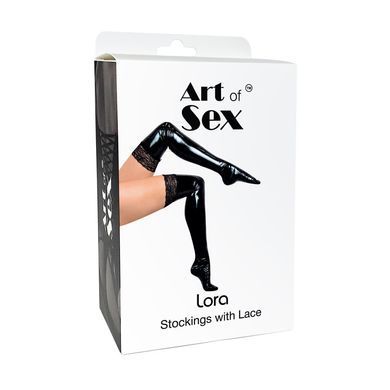 Сексуальні вінілові панчохи Art of Sex - Lora з мереживом, розмір M, колір червоний SO7351 фото