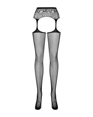 Сітчасті панчохи-стокінги з мереживним поясом Obsessive Garter stockings S307 S/M/L, чорні, імітація SO7270 фото