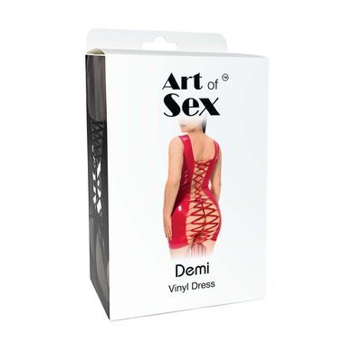Лаковане сукня на шнурівці Art of Sex - Demi, колір чорний з ефектом голограми, L-2XL SX3458 фото