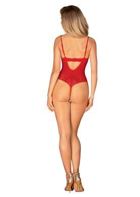 Боді з доступом Obsessive Ingridia crotchless teddy M/L, червоне, відкриті груди SO9026 фото
