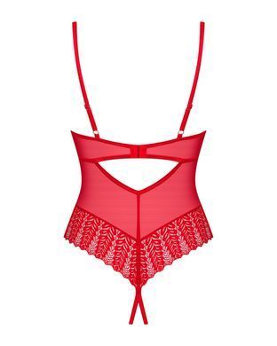 Боді з доступом Obsessive Ingridia crotchless teddy M/L, червоне, відкриті груди SO9026 фото