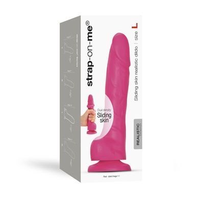 Реалістичний фалоімітатор Strap-On-Me Sliding Skin Realistic Dildo Fuchsia L, ефект рухливої шкіри SO6257 фото