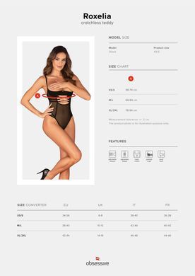 Боді Obsessive Roxelia crotchless teddy XL/2XL SO9067 фото