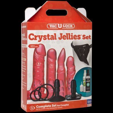 Набір для страпона Doc Johnson Vac-U-Lock Crystal Jellies Set (м'ята упаковка!!!) SO1989-R фото