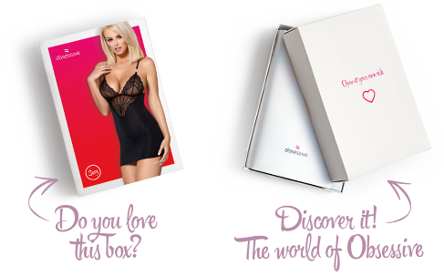 (SALE) Сатиновий комплект для сну з мереживом Obsessive 828-CHE-1 chemise & thong L/XL, чорний, сорочка SO7172 фото