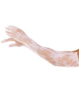 Мітенки Leg Avenue Lace Opera Length Gloves White SX1056 фото