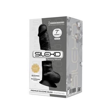 Фалоімітатор SilexD Johnny Black (MODEL 1 size 7in), двошаровий, силікон + Silexpan, діаметр 3,8см SO2861 фото