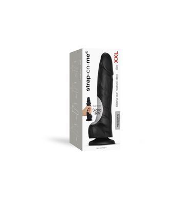 Реалістичний фалоімітатор Strap-On-Me Sliding Skin Realistic Dildo Black XXL, ефект рухливої шкіри SO6259 фото