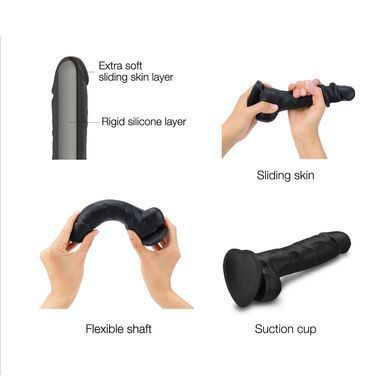 Реалістичний фалоімітатор Strap-On-Me Sliding Skin Realistic Dildo Black XXL, ефект рухливої шкіри SO6259 фото
