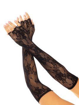 Мітенки Leg Avenue Lace Opera Length Fingerless Gloves Black SX1057 фото
