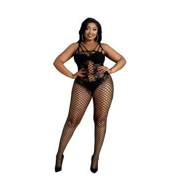 Бодістокінг з відкритим доступом Moonlight &mdash; Model 04 Plus Size Black SO8195 фото