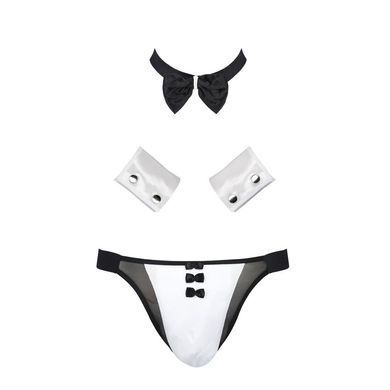 Комплект еротичної чоловічої білизни Passion 036 ALFRED S/M Black, труси, комірець, манжети SO7580 фото