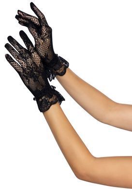 Короткі рукавички Leg Avenue Floral lace wristlength gloves Black SO9161 фото