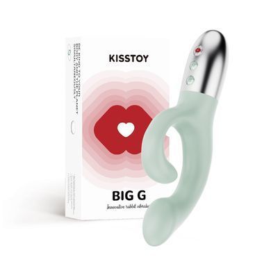 Вібратор-кролик KISTOY &mdash; Big G Green для точки G, вигнутий відросток, автоматичний підігрів  SO9991 фото