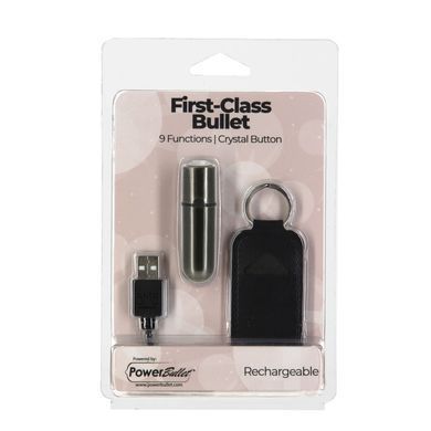 Віброкуля PowerBullet First-Class Bullet 2.5&Prime; з Key Chain Pouch, Gun Metal, 9 режимів вібрації SO6846 фото