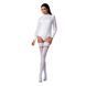 Панчохи Passion ST121 3/4 white на ажурній силіконовій резинці з квітковим орнаментом і вертикальним SO5792 фото 3