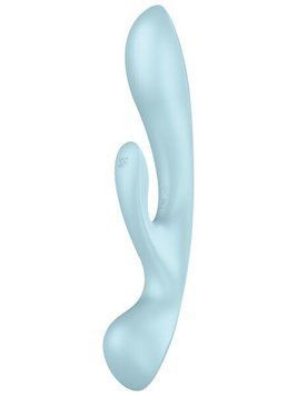 Двосторонній вібратор-кролик Satisfyer &mdash; Triple Oh Light Blue, 3 мотори, руків&rsquo;я-масажер SO7781 фото
