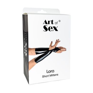 Вінілові міттинки Art of Sex - Lora короткі, размер M, колір чорний SO7360 фото