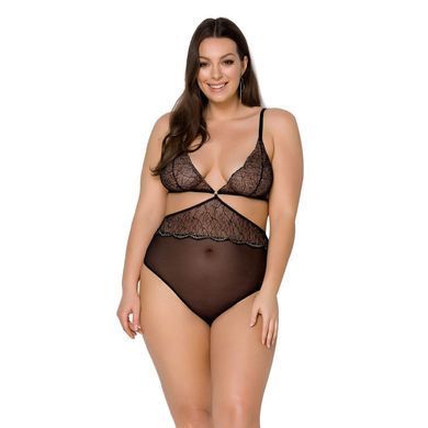 Боді з мереживним ліфом Passion &mdash; Amberly Body Plus Size Black SO7049 фото