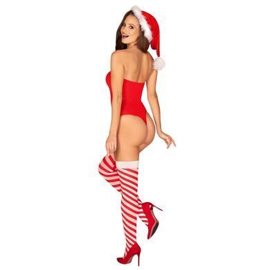 Різдвяне боді з шапочкою Санти Obsessive &mdash; Kissmas Teddy Red SX1153 фото