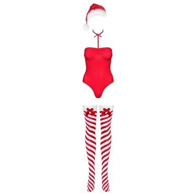 Різдвяне боді з шапочкою Санти Obsessive &mdash; Kissmas Teddy Red SX1153 фото