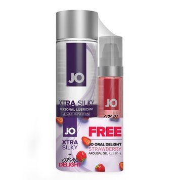 Розпродаж!!! Комплект JO GWP - Xtra Silky Silicone (120 мл) & Oral Delight - Strawberry (30 мл) (термін 10.2025) SO8223-R фото