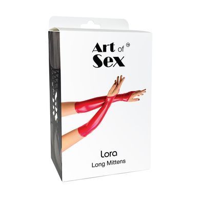 Вінілові міттинки Art of Sex - Lora довгі, размер L, колір червоний SO7477 фото