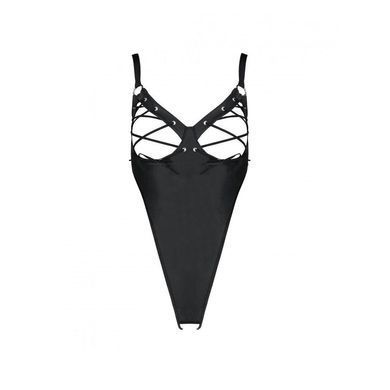 Боді з екошкіри Passion CELINE BODY S/M, black, з доступом, відкритий SO6404 фото