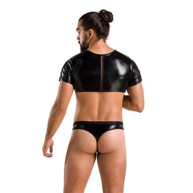 Комплект чоловічої білизни під латекс Passion 057 SET PETER XXL/XXXL Black, кроп-топ, стринги SO7635 фото