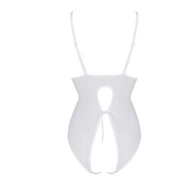 Боді з ажурним декором та відкритим кроком Passion URSULA BODY XXL/XXXL, white SO5834 фото