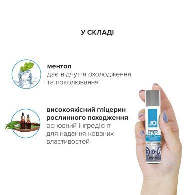 Охолоджувальна змазка JO H2O &mdash; Cooling (30 мл) З ментолом та рослинним гліцерином SO1450 фото