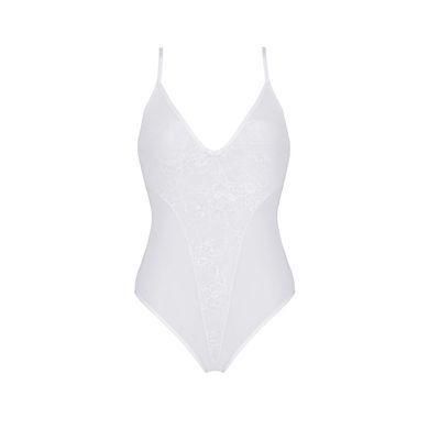 Боді з ажурним декором та відкритим кроком Passion URSULA BODY XXL/XXXL, white SO5834 фото