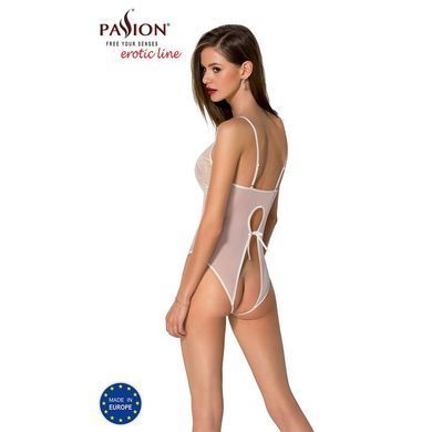 Боді з ажурним декором та відкритим кроком Passion URSULA BODY XXL/XXXL, white SO5834 фото