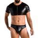 Комплект чоловічої білизни під латекс Passion 057 SET PETER XXL/XXXL Black, кроп-топ, стринги SO7635 фото 1