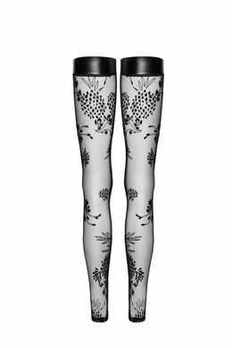 (SALE) Панчохи Noir Handmade F243 Tulle stockings with patterned flock embroidery - L SX0157 фото