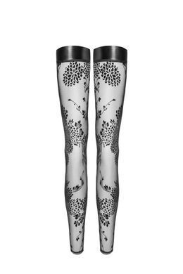 (SALE) Панчохи Noir Handmade F243 Tulle stockings with patterned flock embroidery - L SX0157 фото