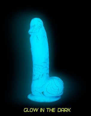 Фалоімітатор, що світиться у темряві, ADDICTION - LUKE - 7.5"- BLUE G.I.D. / W PB, 19 см, силікон SO4531 фото