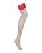 Панчохи Obsessive Ingridia stockings XL/2XL, бежеві з червоною резинкою SO9042 фото 3