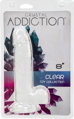 Прозорий фалоімітатор на присосці ADDICTION &mdash; Clear Dildo with Balls 8&Prime;, віброкуля в подарунок SX3153 фото