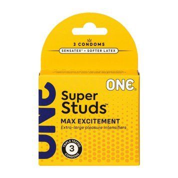 Презервативи ONE Super Studs 3 шт, картонна коробка (м'ята упаковка!!!) SX0782-R фото