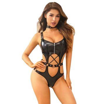 Боді під латекс з чокером JSY &mdash; "Приголомшлива Грейс" One Size Black SX0408 фото