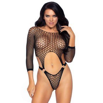 Боді з імітацією топа та стрінгів Leg Avenue &mdash; Top Bodysuit With Thong Back One Size Black SO9149 фото